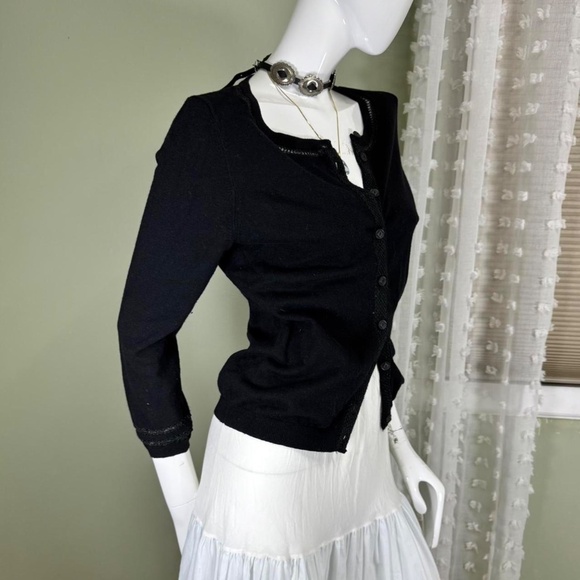Sparrow Black Knit Button-Up Slim Fit Cardigan – Size M – Cotton/Cashmere Blend - Picture 2 of 6
